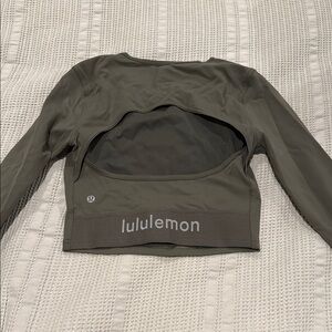 Never Worn Lululemon Align Olive Green Long Sleeve Crop Top with Open Back